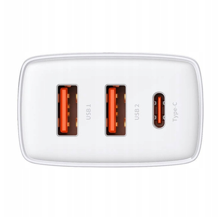 Baseus Compact szybka ładowarka sieciowa 2x USB / USB Typ C 30W 3A Power Delivery Quick Charge biały CCXJ-E02