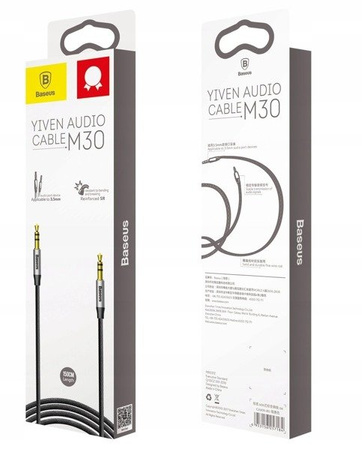 Baseus Yiven M30 kabel audio stereo AUX 3,5 mm męski mini jack 1m srebrno-czarny CAM30-BS1