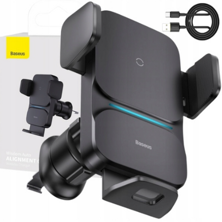 Baseus Wisdom ładowarka indukcyjna uchwyt samochodowy do telefonu na kratkę czarny CGZX000001