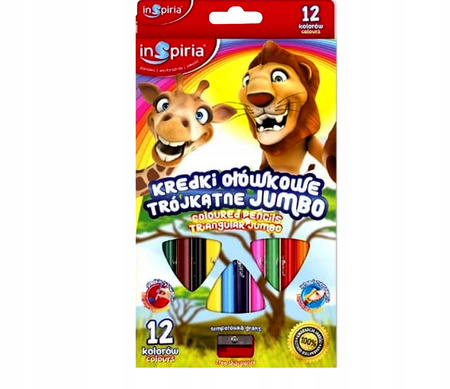 INSPIRA Kredki trójkątne JUMBO ZESTAW 12 Kolorów 12 szt.