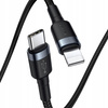 Baseus Cafule Cable wytrzymały nylonowy kabel przewód USB Typ C PD / Lightning 18W QC3.0 1m czarny-szary CATLKLF-G1