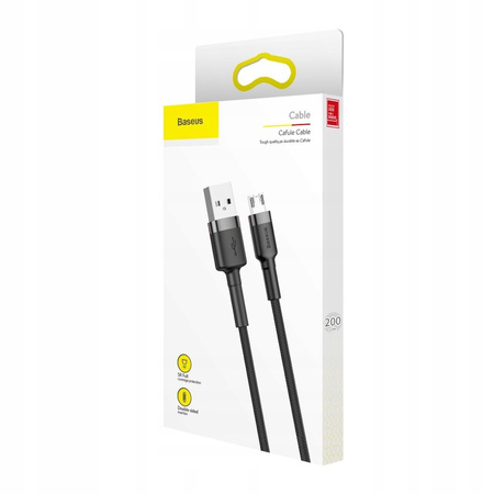 Baseus Cafule Cable wytrzymały nylonowy kabel przewód USB / micro USB 1.5A 2M czarno-szary CAMKLF-CG1