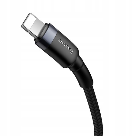 Baseus Cafule Cable wytrzymały nylonowy kabel przewód USB Typ C PD / Lightning 18W QC3.0 1m czarny-szary CATLKLF-G1