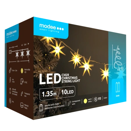 Lampki gwiazd. BAT modee 1,35m WARM 10LED ML-C3028