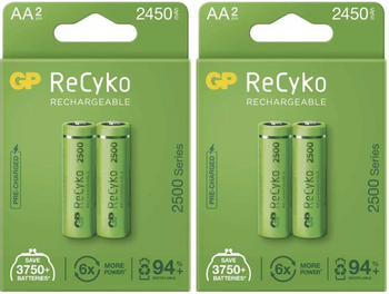 GP akumulatorki ReCyko+ AA 2450mAh NiMH 1,2V BL2 4 szt. - zestaw