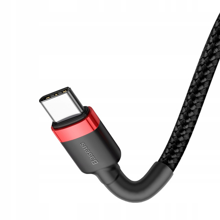 Baseus Cafule Cable wytrzymały nylonowy kabel przewód USB-C PD / USB-C PD PD2.0 60W 20V 3A QC3.0 2M czarno-czerwony CATKLF-H91
