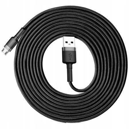 Baseus Cafule Cable wytrzymały nylonowy kabel przewód USB / micro USB 2A 3M czarno-szary CAMKLF-HG1