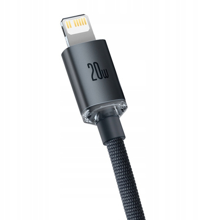 Baseus Crystal Shine Series kabel przewód USB do szybkiego ładowania i transferu danych USB Typ C - Lightning 20W 2m czarny CAJY000301