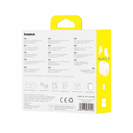 Baseus Słuchawki Bowie E18 bezprzewodowe TWS ENC IPX4 - białe