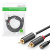 UGREEN Kabel AV102 10561 audio mini jack 3,5mm żeński - 2RCA męski 0.25m - szary