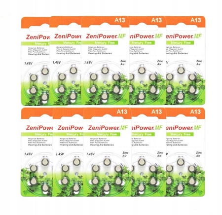 ZeniPower Baterie Słuchowe 13 A13 PR48 60 szt.