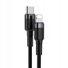 Baseus Cafule Cable wytrzymały nylonowy kabel przewód USB Typ C PD / Lightning 18W QC3.0 1m czarny-szary CATLKLF-G1
