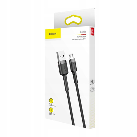 Baseus Cafule Cable wytrzymały nylonowy kabel przewód USB / micro USB QC3.0 2.4A 1M czarno-szary CAMKLF-BG1 