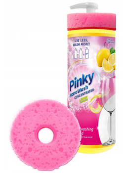 Pinky Płyn do mycia naczyń pompka cytryna 1L+gąbka