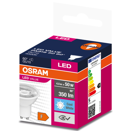 OSRAM Żarówka LED GU10 4,5W = 50W 350lm 4000K 60°