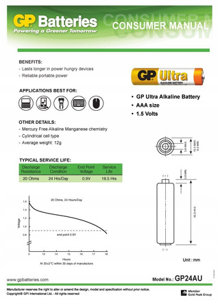 GP bateria alkaliczna ULTRA ALKALINE AAA BL4