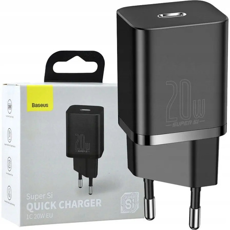 Baseus Super Si 1C szybka ładowarka USB Typ C 20 W Power Delivery czarny CCSUP-B01