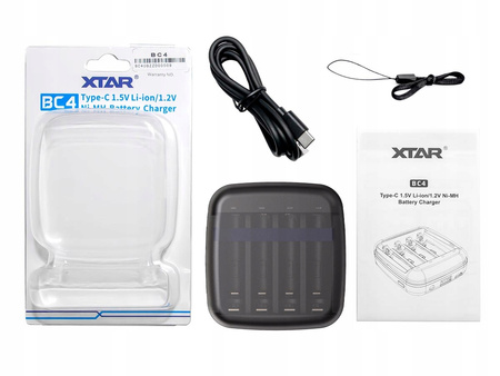 XTAR Ładowarka BC4 AA/AAA Li-ION/NiMH 4 kanały, USB-C, LED