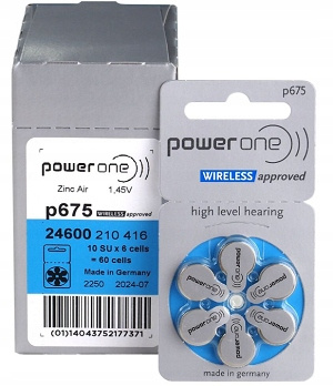 POWER ONE WIRELESS Baterie słuchowe V675 60 szt.