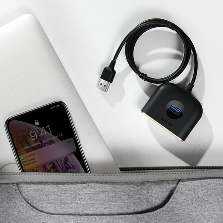 Baseus Square round 4 in 1 USB HUB AdapterUSB3.0 TO USB3.0*1+USB2.0*3 1m Black CAHUB-AY01