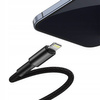 Baseus Cafule Cable wytrzymały nylonowy kabel przewód USB Typ C PD / Lightning 18W QC3.0 1m czarny-szary CATLKLF-G1