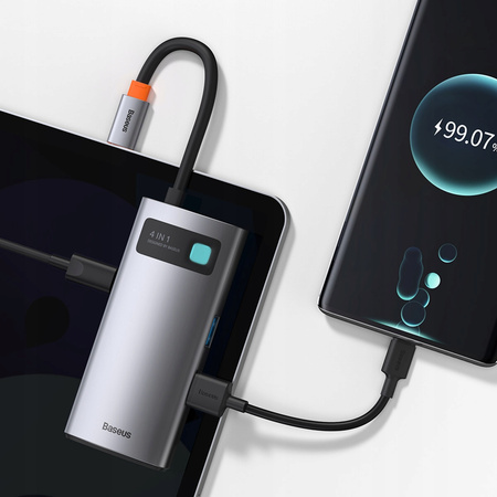 Baseus Metal Gleam 4w1 wielofunkcyjny HUB USB Typ C - USB Typ C Power Delivery 100 W / HDMI 4K 30 Hz / USB 3.2 Gen 1 / USB 2.0 CAHUB-CY0G