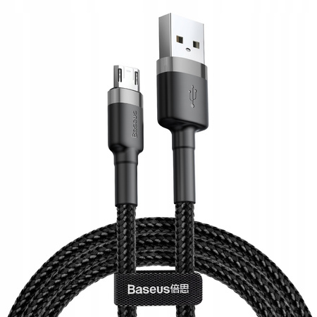 Baseus Cafule Cable wytrzymały nylonowy kabel przewód USB / micro USB 1.5A 2M czarno-szary CAMKLF-CG1
