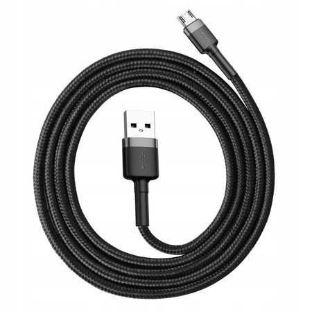 Baseus Cafule Cable wytrzymały nylonowy kabel przewód USB / micro USB QC3.0 2.4A 1M czarno-szary CAMKLF-BG1 