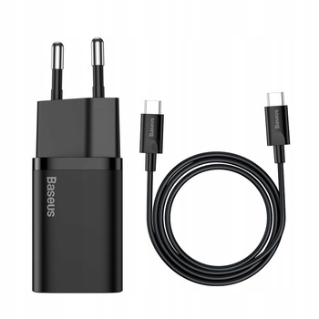 Baseus Super Si szybka ładowarka sieciowa Quick Charge 3.0 Power Delivery 25W 3A + Kabel USB Typ C - USB Typ C 3A 1m czarny TZCCSUP-L01