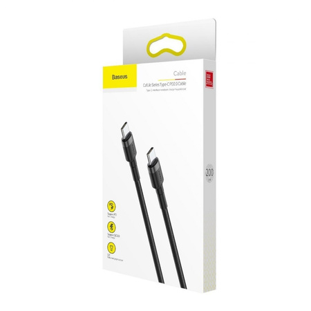 Baseus Cafule Cable wytrzymały nylonowy kabel przewód USB-C PD / USB-C PD PD2.0 60W 20V 3A QC3.0 2M czarno-szary CATKLF-HG1