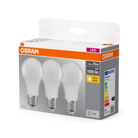 OSRAM 3X Żarówka LED E27 A60 10W = 75W 2700K 3PAK
