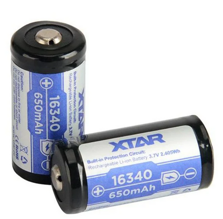 XTAR 16340 / R-CR123 3,7V Li-ION 650mAh z zabezpieczeniem 2 szt. /zestaw
