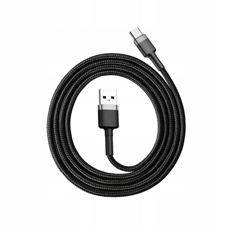 Baseus Cafule Cable wytrzymały nylonowy kabel przewód USB / USB-C QC3.0 2A 2M czarno-szary CATKLF-CG1