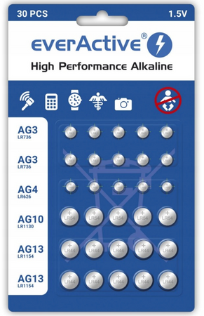 Zestaw bat. alk. G3; G4; G10; G13 everActive 30BL