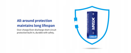 XTAR 26650-520PCM 5200mAH Li-ION Protected 3,7V 7A