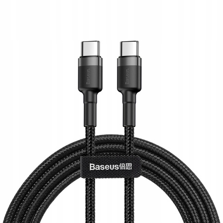 Baseus Cafule Cable wytrzymały nylonowy kabel przewód USB-C PD / USB-C PD PD2.0 60W 20V 3A QC3.0 2M czarno-szary CATKLF-HG1