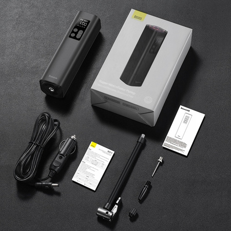 Baseus mini kompresor samochodowy pompka do kół na gniazdo zapalniczki czarny CRCQ000001