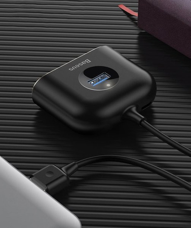 Baseus Square round 4 in 1 USB HUB AdapterUSB3.0 TO USB3.0*1+USB2.0*3 1m Black CAHUB-AY01