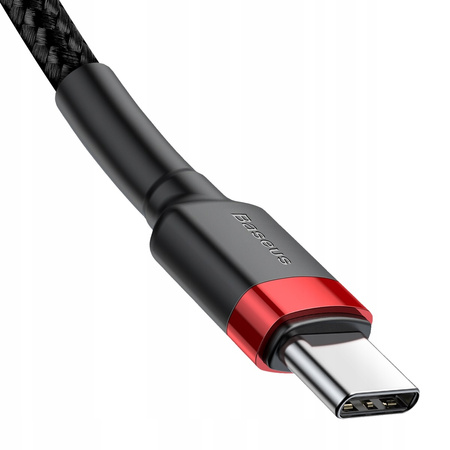 Baseus Cafule Cable wytrzymały nylonowy kabel przewód USB-C PD / USB-C PD PD2.0 60W 20V 3A QC3.0 2M czarno-czerwony CATKLF-H91
