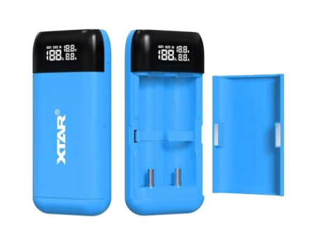 XTAR Ładowarka PB2SL18650/21700 Li-ION z funkcją PowerBank, 2 kanały, USB, QC3.0