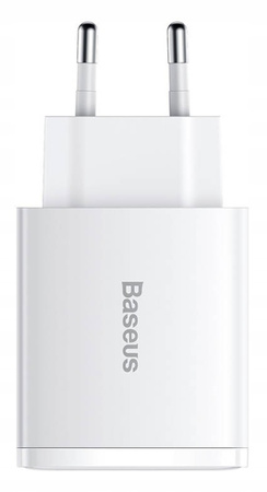 Baseus Compact szybka ładowarka sieciowa 2x USB / USB Typ C 30W 3A Power Delivery Quick Charge biały CCXJ-E02