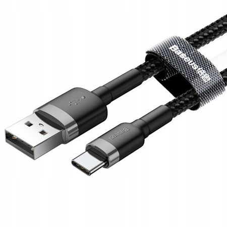 Baseus Cafule Cable wytrzymały nylonowy kabel przewód USB / USB-C QC3.0 2A 2M czarno-szary CATKLF-CG1