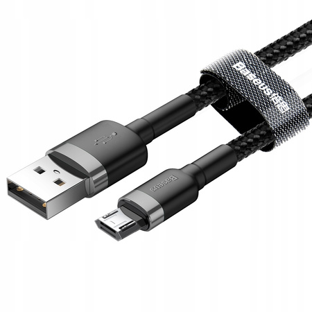 Baseus Cafule Cable wytrzymały nylonowy kabel przewód USB / micro USB 1.5A 2M czarno-szary CAMKLF-CG1