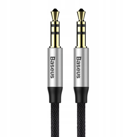 Baseus Yiven M30 kabel audio stereo AUX 3,5 mm męski mini jack 1m srebrno-czarny CAM30-BS1