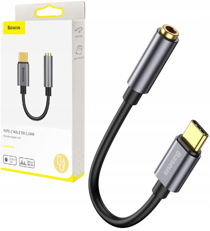 Baseus Adapter L54 do słuchawek USB-C / mini jack 3.5mm DAC 24 bit 48 KHz - szary