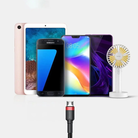 Baseus Cafule Cable wytrzymały nylonowy kabel przewód USB / micro USB 2A 3M czarno-szary CAMKLF-HG1