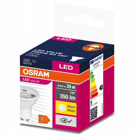 OSRAM Żarówka LED HALOGEN GU10 4,5W = 35W 2700K