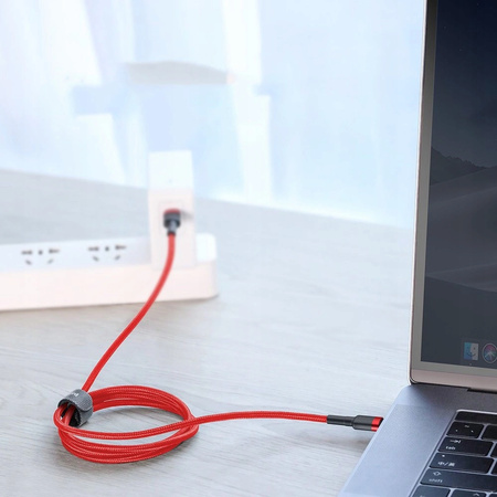 Baseus Cafule Cable wytrzymały nylonowy kabel przewód USB-C PD / USB-C PD PD2.0 60W 20V 3A QC3.0 2M czarno-czerwony CATKLF-H91