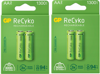 GP akumulatorki ReCyko+ AA 1300mAh NiMH 1.2V 2 szt.x2 /zestaw