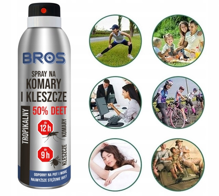 Bros Spray na komary i kleszcze 50% Deet 180 ml